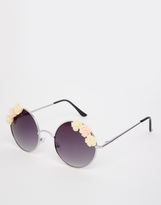Thumbnail for your product : ASOS Embellished Floral Round Sunglasses