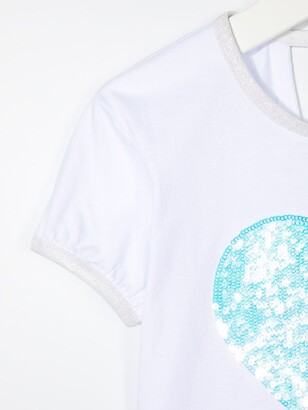 Billieblush sequinned heart cotton T-shirt