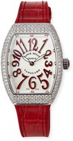 Thumbnail for your product : Franck Muller Lady Vanguard Watch with Diamonds & Alligator Strap, Red