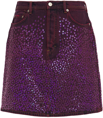 Acne Studios Sequined Embroidered Denim Mini Skirt