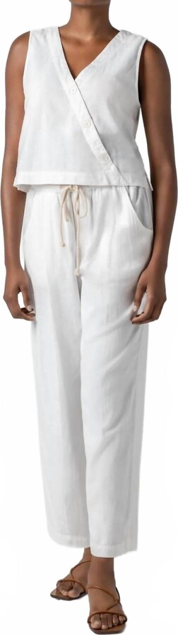 Lilla P Cross Front Sleeveless Top In White