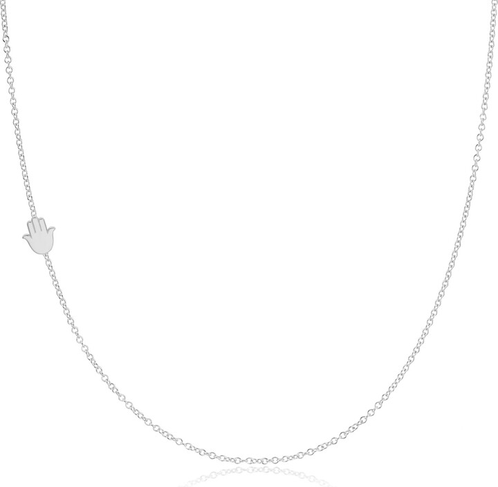 Maya Brenner 14K Gold Asymmetrical Charm Necklace - White Gold - Hamsa