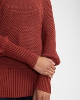 Thumbnail for your product : Express Cable Knit Balloon Sleeve Banded Bottom Sweater