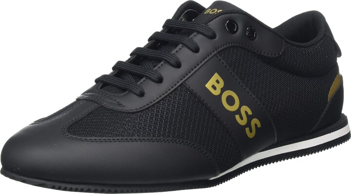 HUGO BOSS Mens Rusham Lowp Branded Trainers with Rubberised and mesh ...