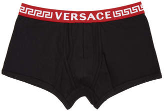 Versace Underwear Black and Red Greek Band Boxer Briefs