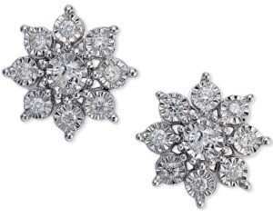 Macy's Diamond Flower Earrings (1/2 ct. t.w.)in 10k White Gold