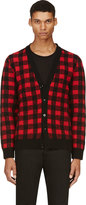 Thumbnail for your product : Saint Laurent Red & Black Check Wool Cardigan