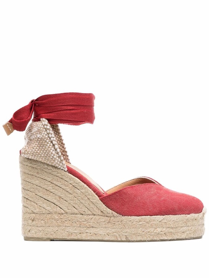 red espadrilles wedges uk