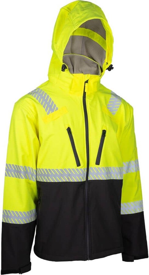 Pip Men's X-Large ANSI Type R Class-3 Ripstop Softshell Hi Vis Yellow and Black Bottom Jacket