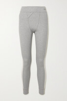Thumbnail for your product : adidas Striped Waffle-knit Cotton-blend Jersey Leggings - Gray
