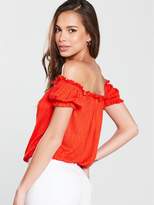 Thumbnail for your product : Very Shirred Bardot Top - Red