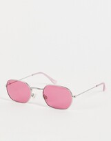 Thumbnail for your product : Jeepers Peepers oval metal sunglasses in pink
