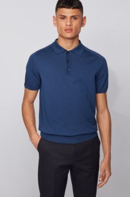 HUGO BOSS Short-sleeved knitted sweater with polo collar