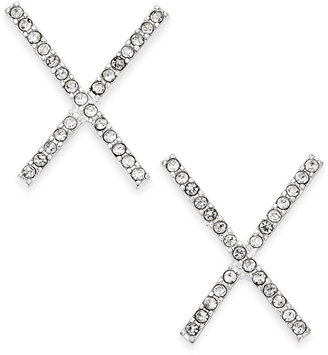 INC International Concepts Silver-Tone Pave Crisscross Stud Earrings, Only at Macy's