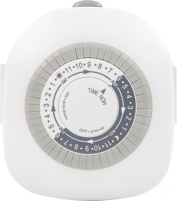 Hyper Tough Indoor Analog Timer with 2 Grounded Outlets, 3-Pronged Outlets, 15 Amps