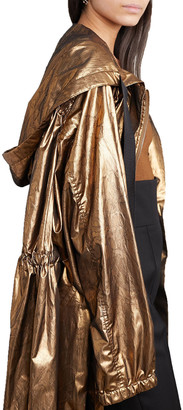 Dries Van Noten Oversized hooded tiered metallic silk-blend jacquard coat