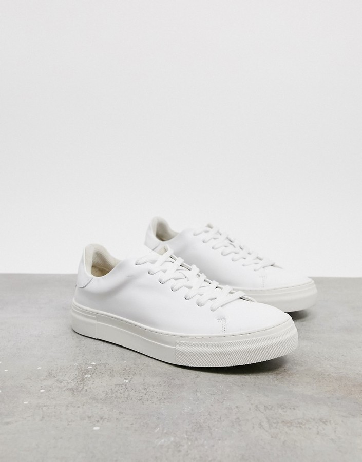 selected homme premium leather trainer in white
