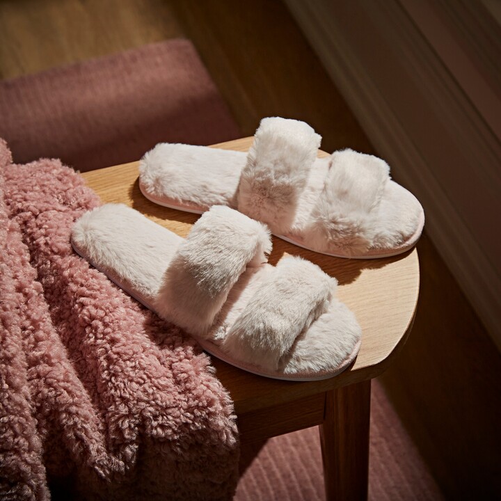 Dunelm Dusky Pink Faux Fur Sliders Pink ShopStyle Bath Rugs & Mats