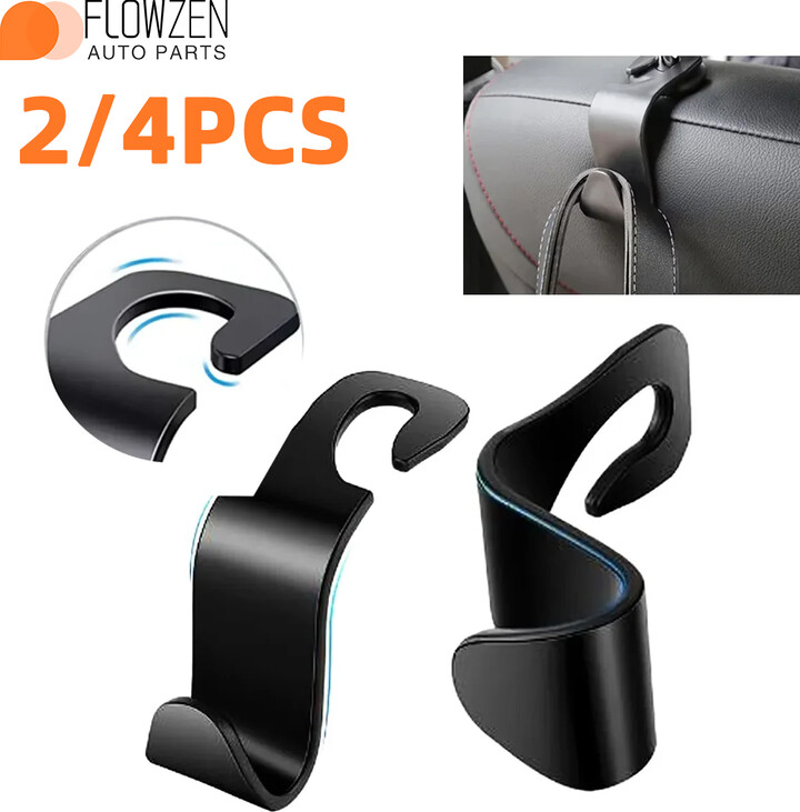 NONE 2/4PCS Car Hook Hidden Car Seat Hook Multifunctional Carbon Fiber Texture Creative Multi Functional Car Seat Backrest Hook