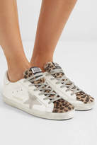 Thumbnail for your product : Golden Goose Superstar Leopard-print Calf Hair, Distressed Leather And Suede Sneakers