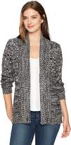 Thumbnail for your product : Jason Maxwell Women's Plus Size Long Sleeve Marled Mix-Stich Roll Back Collar Cardigan