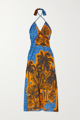 Johanna Ortiz Vida Salvaje Printed Cotton Midi Dress - Orange