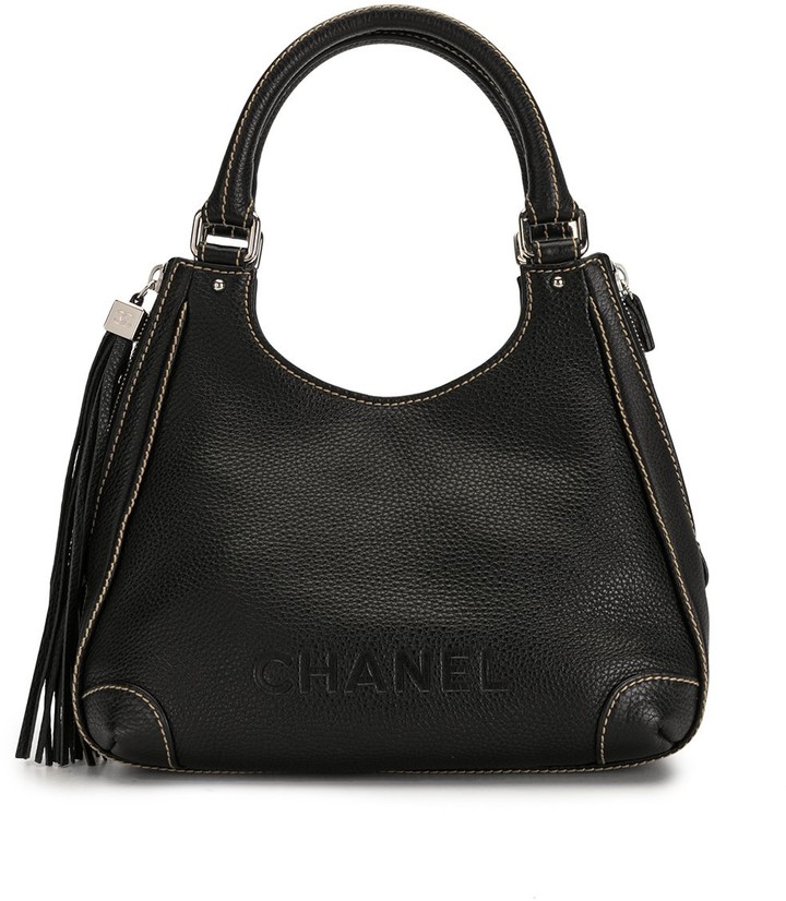 Chanel Cc Open Shopping Tote Stitched Leather Large