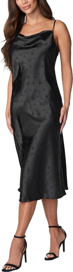 Bebe Satin Jacquard Midi Slip Dress