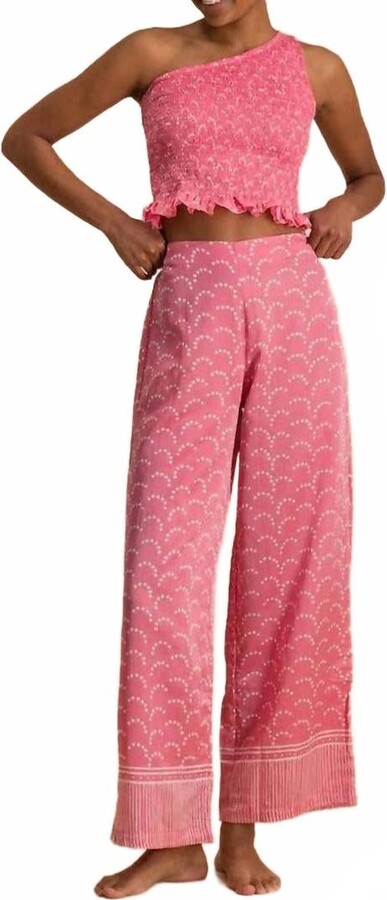 CLOE CASSANDRO Coco Silk Trousers In Bubble Gum Dots