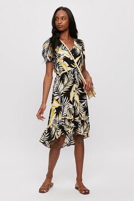 Dorothy Perkins Womens Ochre And Black Tropical Shirt Dress
