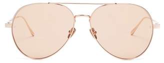 Linda Farrow Gold Plated Aviator Sunglasses - Womens - Dark Orange
