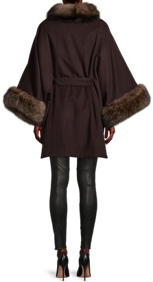 Belle Fare Wool, Cashmere Fox Fur Belted Cape
