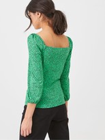 Thumbnail for your product : Whistles Sketched Floral Sweetheart Neck Top - Green