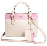 Thumbnail for your product : Anne Klein Cherry Leather-Trimed Straw Satchel