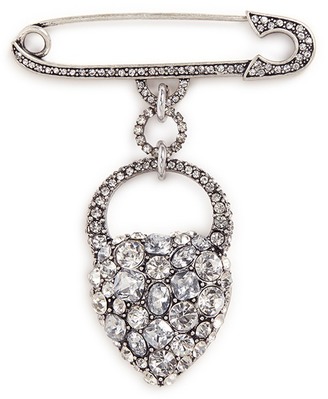 Lulu Frost 'Nina' glass crystal heart safety pin brooch