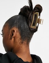 Thumbnail for your product : ASOS DESIGN hair clip in open rectangle shape in gold tone