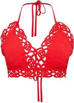Thumbnail for your product : PrettyLittleThing Petite Red Crochet Trim Bralet