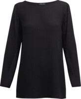 Thumbnail for your product : Eileen Fisher Ribbed Side-Slit Boat-Neck Tunic