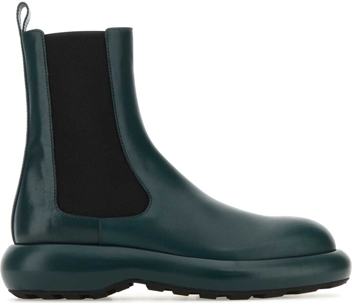 ロングブーツ JIL SANDER Bottle Green Leather Chelsea Ankle Boots Jil Sander Bottle Green Leather Chelsea Ankle Boots - ShopStyle