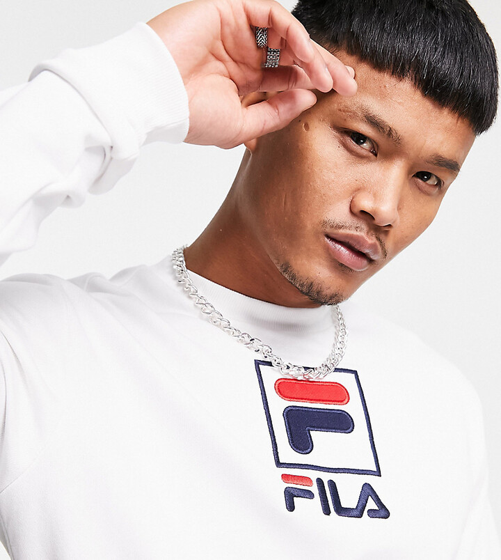 Fila large box logo sweatshirt in white exclusive to ASOS - ShopStyle