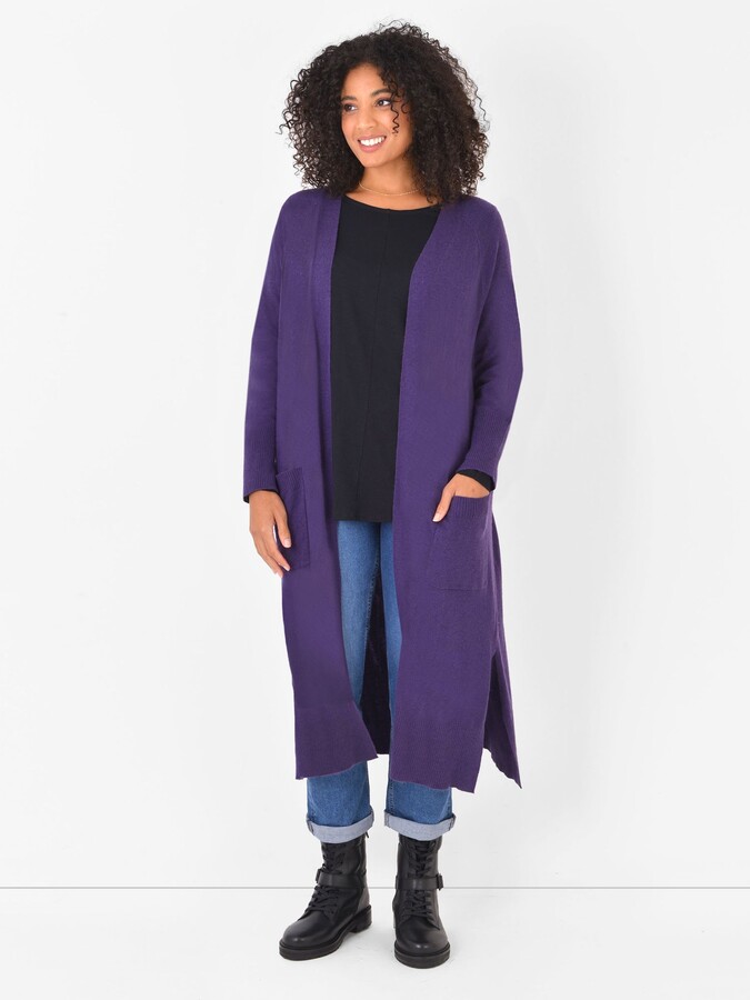 Live Unlimited Curve Longline Pocket Cardigan, Purple - ShopStyle