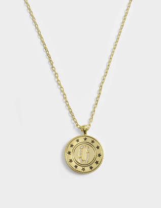 Marc Jacobs Double Sided Medallion Pendant Necklace in Gold Brass