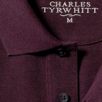 Charles Tyrwhitt Dark red pique long sleeve polo