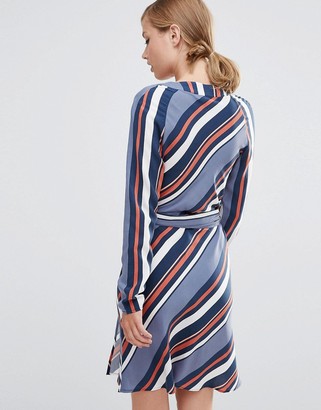 Vila Diagonal Stripe Wrap Dress