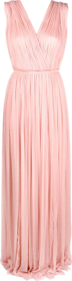 PNK Pleated Floor-Length Silk Dress