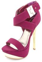 Thumbnail for your product : Charlotte Russe Gold-Plated Strappy Platform Heels