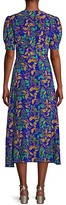 Thumbnail for your product : Saloni Lea Leaf-Print A-Line Midi Dress