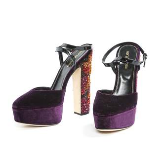 Sergio Rossi Purple Velvet Sandals