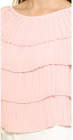 Thumbnail for your product : Milly Chiffon Pleated Layer Blouse