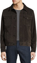 Thumbnail for your product : Ferragamo Calfskin Suede Trucker Jacket, Brown